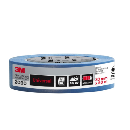 3M Cinta de Enmascarar Profesional - 30mm x 50m - 100% PEFC - Multisuperficie - Color Azul
