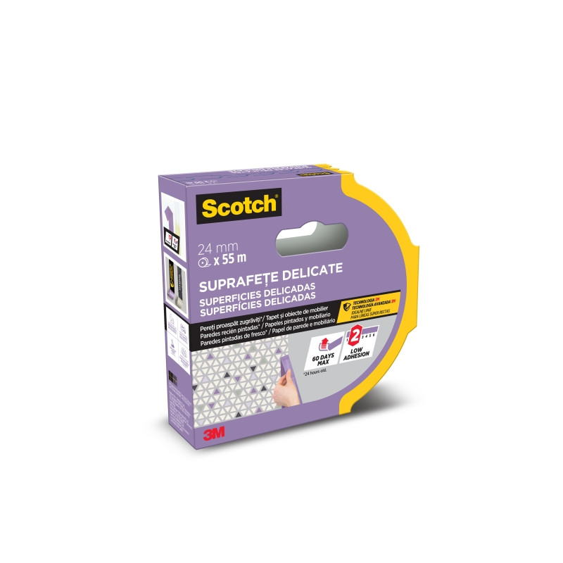 Scotch Cinta de Enmascarar para Superficies Delicadas - 24mm x 55m - 100% PEFC - Color Morado