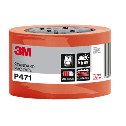 3M Cinta Adhesiva de PVC - 75mm x 33m - Alta Visibilidad - Color Naranja
