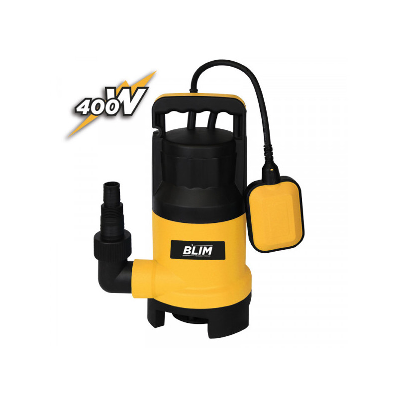 Blim Bomba Sumergible para Aguas Sucias - Potencia 400W - Caudal 10.000L/h - Elevacion 5.5m - Solidos 25mm - IPX8 - Flotador