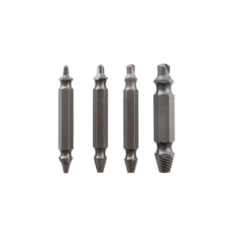 Innovagoods Brocas para Extraer Tornillos - Acero Templado Endurecido - 4 Piezas - Universal - Color Gris