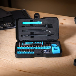 Cecotec PrecissionGyro 100 Set Destornillador de Precision - 39 Piezas - Incluye Accesorios - Color Negro y Azul