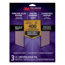 3M Pro Grade Precision Pack de 3 Hojas de Lijado - Grano 400 Extrafino - 22.8x27.9cm - Rendimiento Superior - Reduccion de