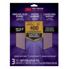 3M Pro Grade Precision Pack de 3 Hojas de Lijado - Grano 400 Extrafino - 22.8x27.9cm - Rendimiento Superior - Reduccion de