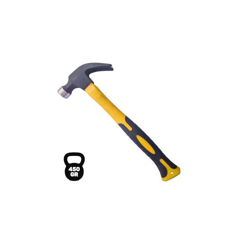 Blim Martillo de Oreja Tipo Americano - Peso 450 Gr - Cabeza de Acero Forjado - Mango de Fibra de Vidrio - Color Negro