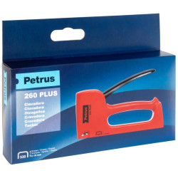Petrus 260 Plus Clavadora/Grapadora - Para Grapas 530/4-10mm - Carga Posterior - Sistema de Bloqueo de Palanca - Color Rojo