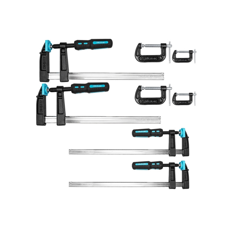 Cecotec StrongComfort 4400 Force Set de Sargentos - 8 Piezas - Incluye Accesorios - Antideslizante - Color Negro y Azul