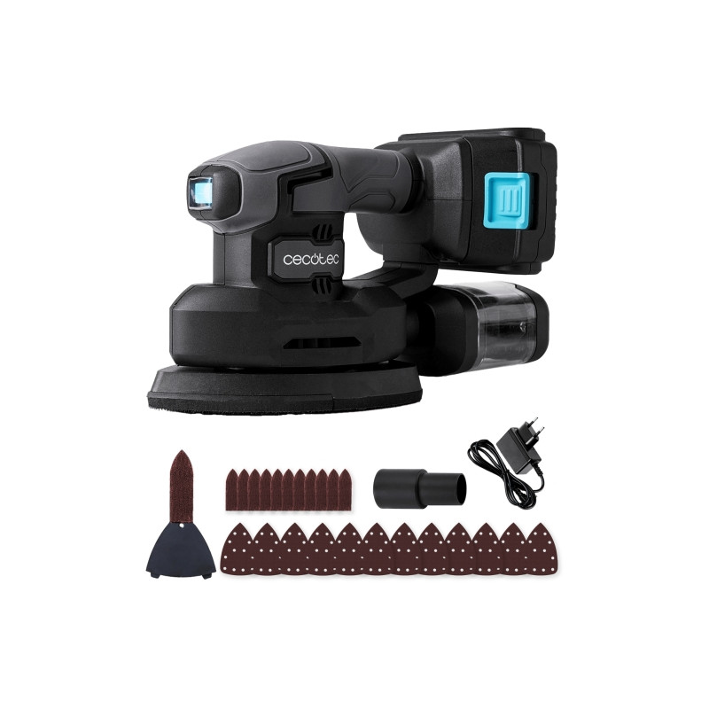 Cecotec PerfectSurface 2120 Delta Lijadora Orbital Inalambrica - Bateria 2.000mAh - 28.000 Vibraciones por Minuto - Incluye