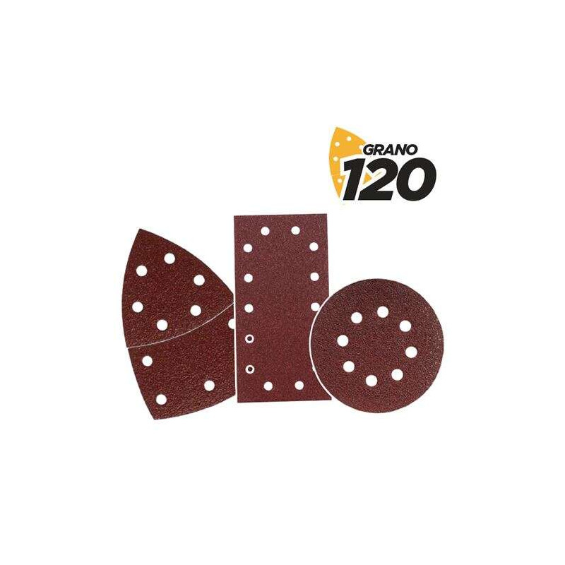 Blim Pack de 9 Lijas con Velcro para Lijadora BL0151 - Grano 120 - 3 Formatos