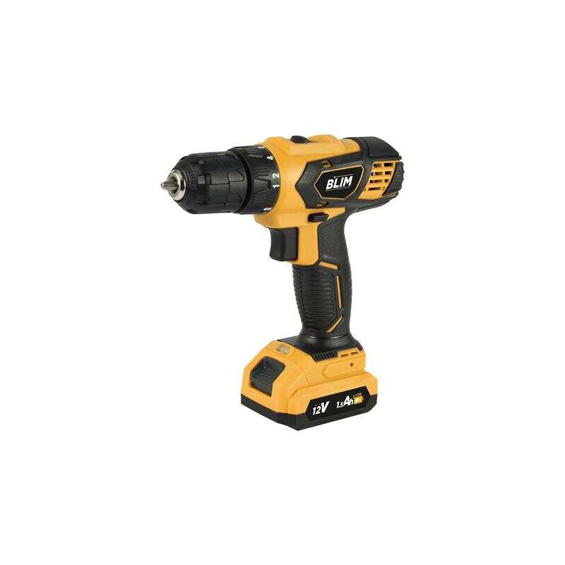 Blim Taladro a Bateria 12V 1.5Ah - 28nm de Par Maximo - 2 Velocidades 0-400/0-1500rpm - Color Amarillo