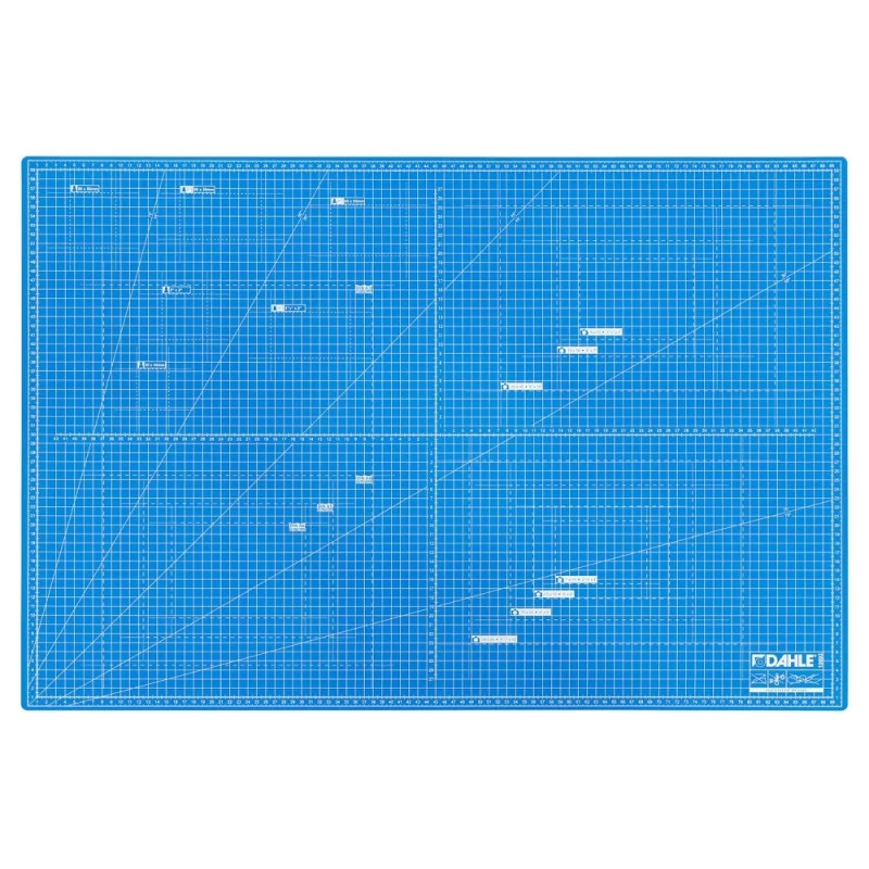 Dahle 10693 Plancha de Corte A1 60x90cm - 5 Capas con Nucleo Resistente al Corte - Lineas de Orientacion - Color Azul