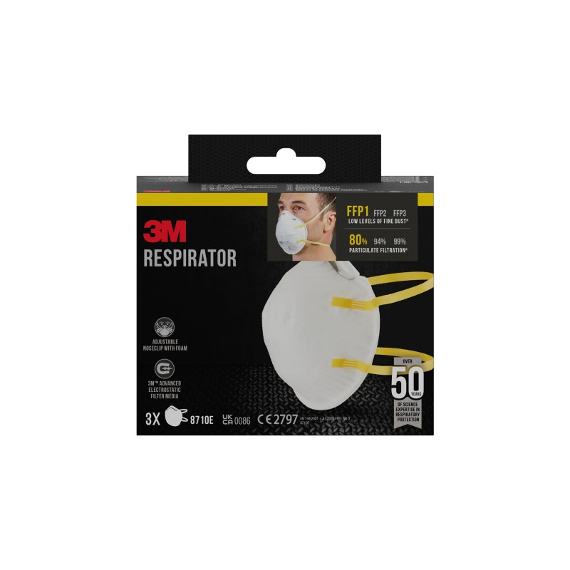 Pack de 3 Mascarillas para Particulas FFP1 - Desechable - Sin Valvula - para Niveles Bajos de Particulas - Color Blanco 3M