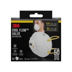 Cool Flow Pack de 3 Mascarillas para Particulas FFP1 - Desechable - con Valvula - para Niveles Bajos de Particulas - Color