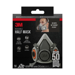 Mascarilla de Media Cara - Filtros No Incluidos - Reutilizable - Formato Mediano - Color Gris 3M