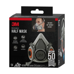 Mascarilla de Media Cara - Filtros No Incluidos - Reutilizable - Formato Mediano - Color Gris 3M