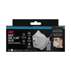 Aura Comfort Cool Flow Pack de 2 Mascarillas para Particulas FFP2 - Desechable - con Valvula - para Niveles Medios de