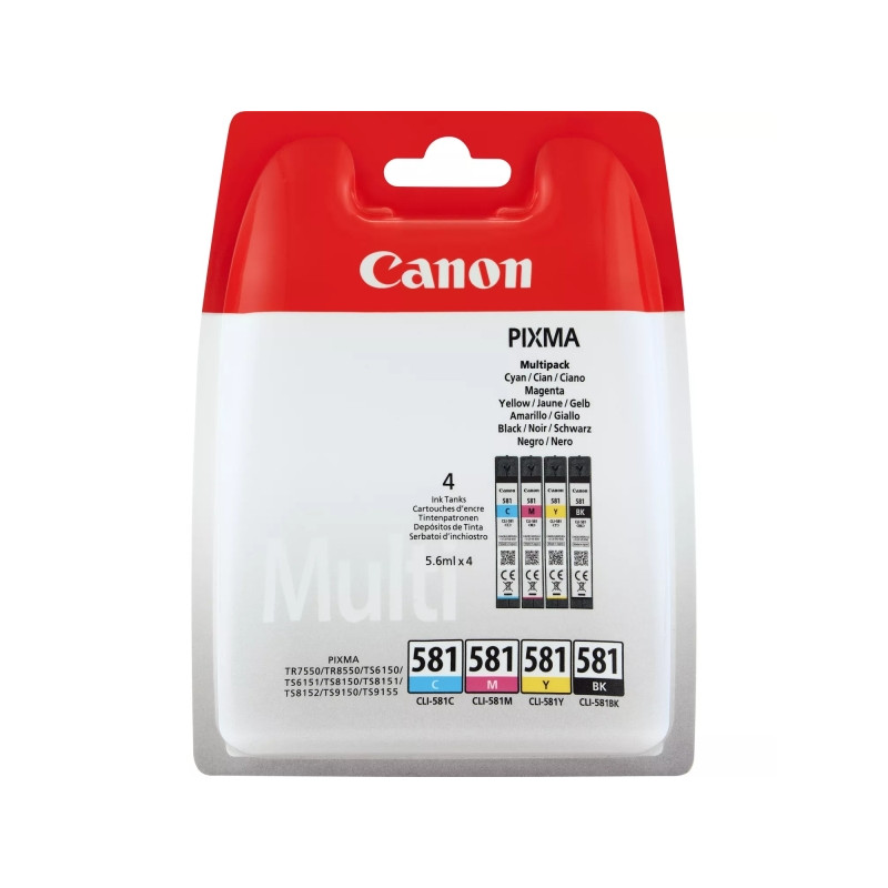 CLI581 Pack de 4 Cartuchos de Tinta CANON Original - 2103C004/2103C007