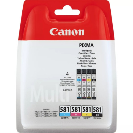 CLI581 Pack de 4 Cartuchos de Tinta CANON Original - 2103C004/2103C007