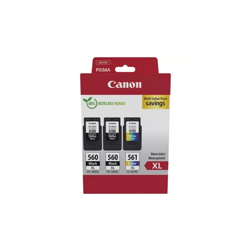 PG-560XL + CL-561XL Pack de 3 Cartuchos de Tinta CANON Original - 3712C009