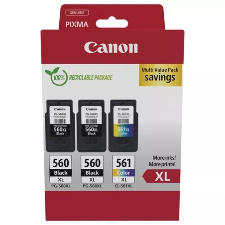 PG-560XL + CL-561XL Pack de 3 Cartuchos de Tinta CANON Original - 3712C009