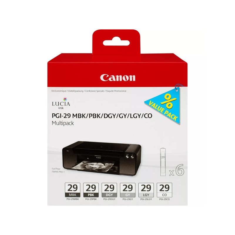 PGI29 Pack de 6 Cartuchos de Tinta CANON Original - 4868B018