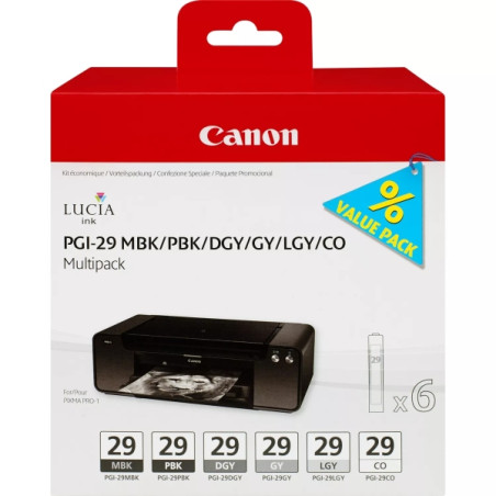 PGI29 Pack de 6 Cartuchos de Tinta CANON Original - 4868B018