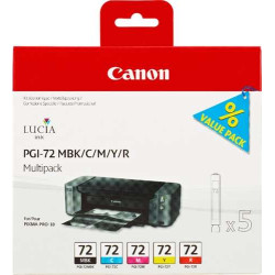PGI72 Pack de 5 Cartuchos de Tinta CANON Original - Negro Mate, Cyan, Magenta, Amarillo, Rojo - 6402B009