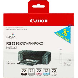 PGI72 Pack de 5 Cartuchos de Tinta CANON Original - Negro Photo, Gris, Magenta Photo, Cyan Photo, Optimizador - 6403B007