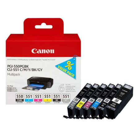 PGI550/CLI551 Pack de 6 Cartuchos de Tinta CANON Original - 6496B005