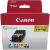 CLI551 Multipack de 4 Cartuchos de Tinta Originales Negro, Cyan, Magenta y Amarillo CANON - 6509B015