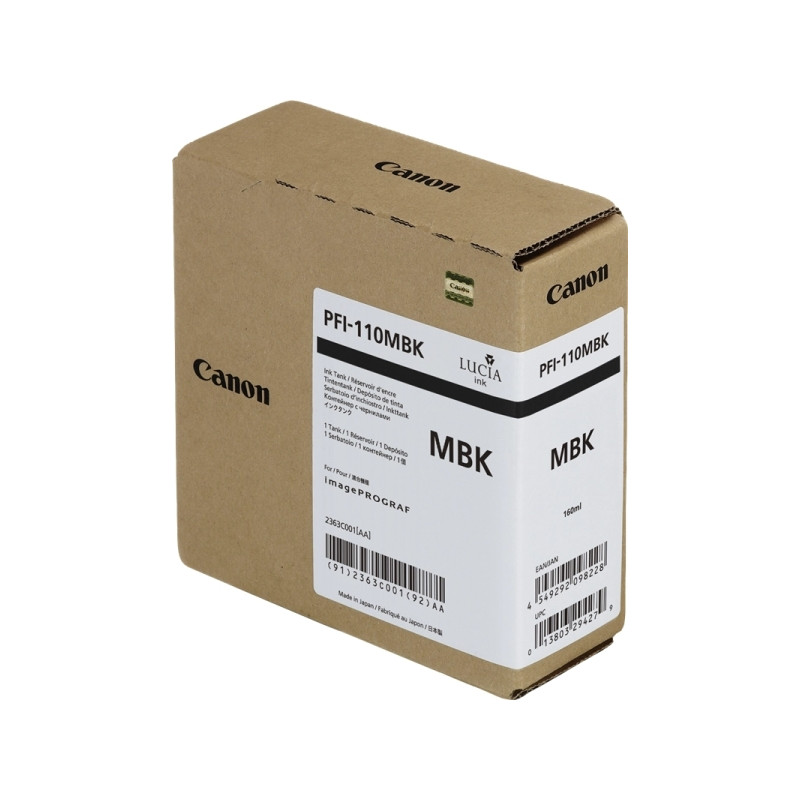 PFI110 Negro Mate Cartucho de Tinta CANON Original - 2363C001/PFI-110MBK