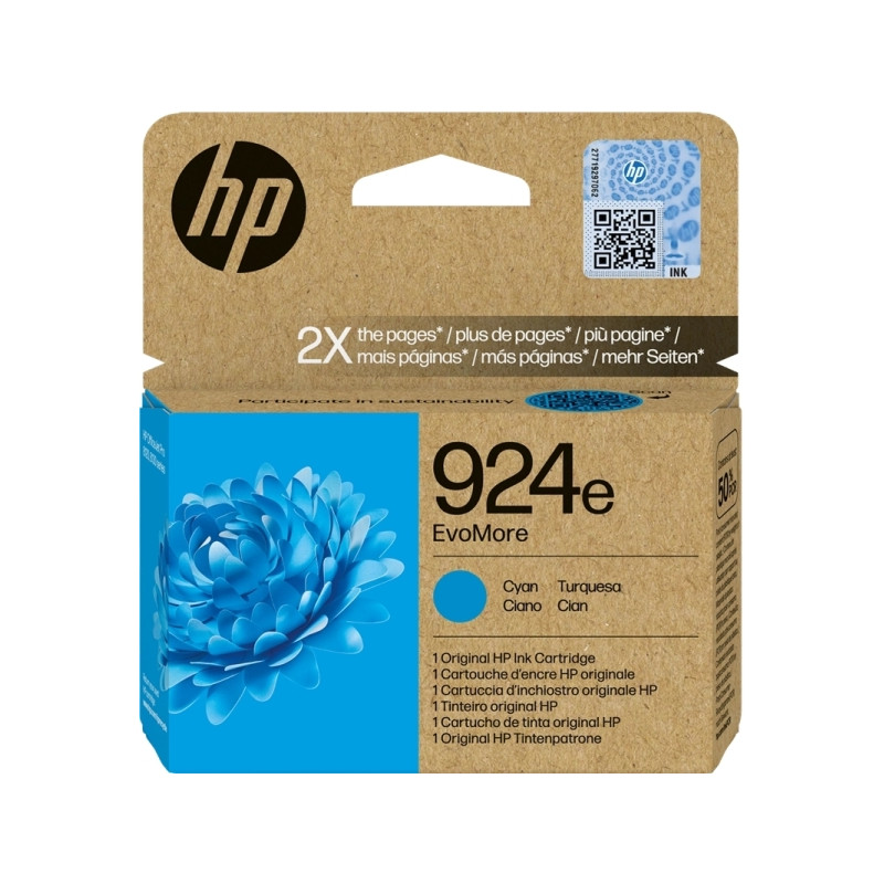 HP 924e XL Tinta 4K0U7NE Cartucho de Tinta Cian Original