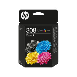 HP 308 + Pack 2 es Tinta 6L6S6UE Cartucho de Tinta Negro Y Tricolor Original