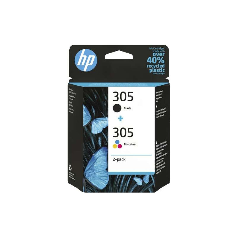 HP 305 + Pack 2 es Tinta 6ZD17AE Cartucho de Tinta Negro Y Tricolor Original