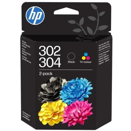 HP 302/304 + Pack 2 es Tinta B82L1AE/X4D37AE/3JB05AE Cartucho de Tinta Tricolor Original