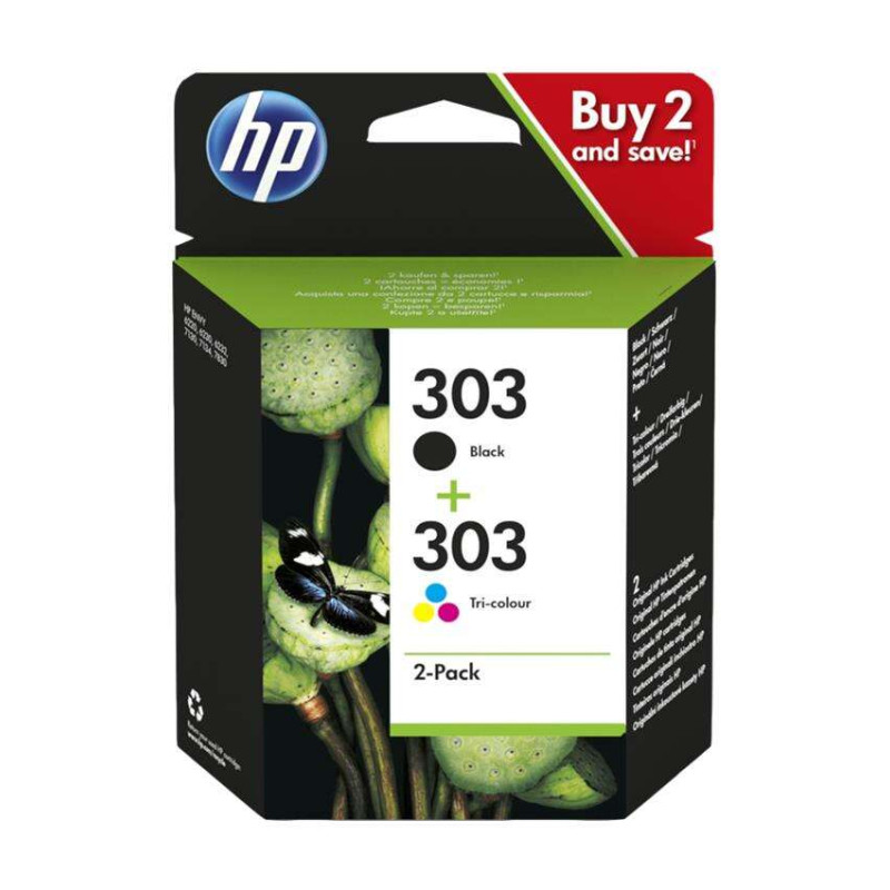 HP 303 + Pack 2 es Tinta 3YM92AE Cartucho de Tinta Negro Y Tricolor Original