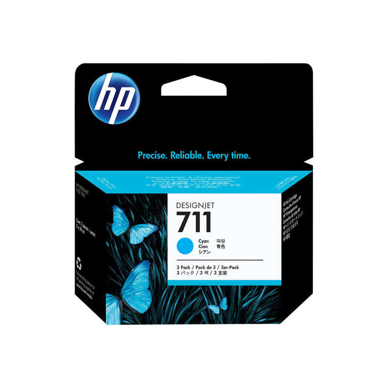 HP 711 Pack 3 es Tinta CZ134A Cartucho de Tinta Cian Original