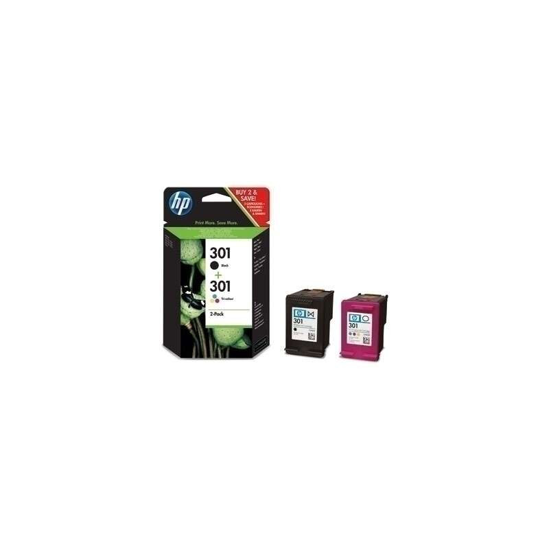 HP 301 + Pack 2 es Tinta N9J72AE Cartucho de Tinta Negro Y Tricolor Original