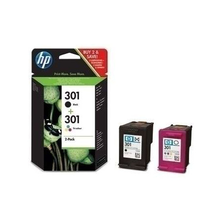 HP 301 + Pack 2 es Tinta N9J72AE Cartucho de Tinta Negro Y Tricolor Original