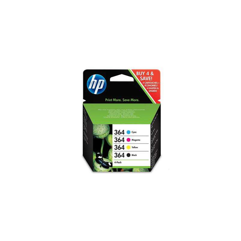 HP 364 Pack 4 es Tinta N9J73AE Cartucho de Tinta 4 Colores Original