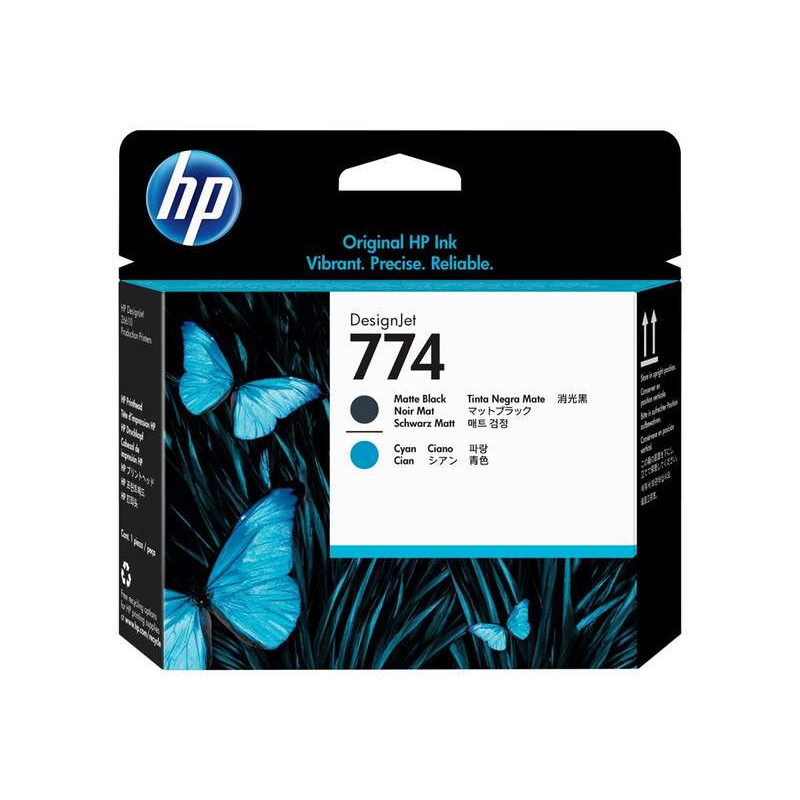 774 Cabezal de Impresion HP Original - Negro Mate, Cyan - P2W01A