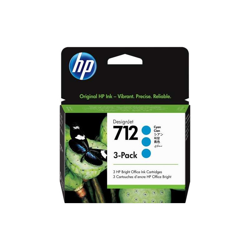 HP 712 Pack 3 es Tinta 3ED77A Cartucho de Tinta Cian Original