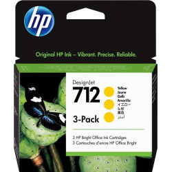 HP 712 Pack 3 es Tinta 3ED79A Cartucho de Tinta Amarillo Original