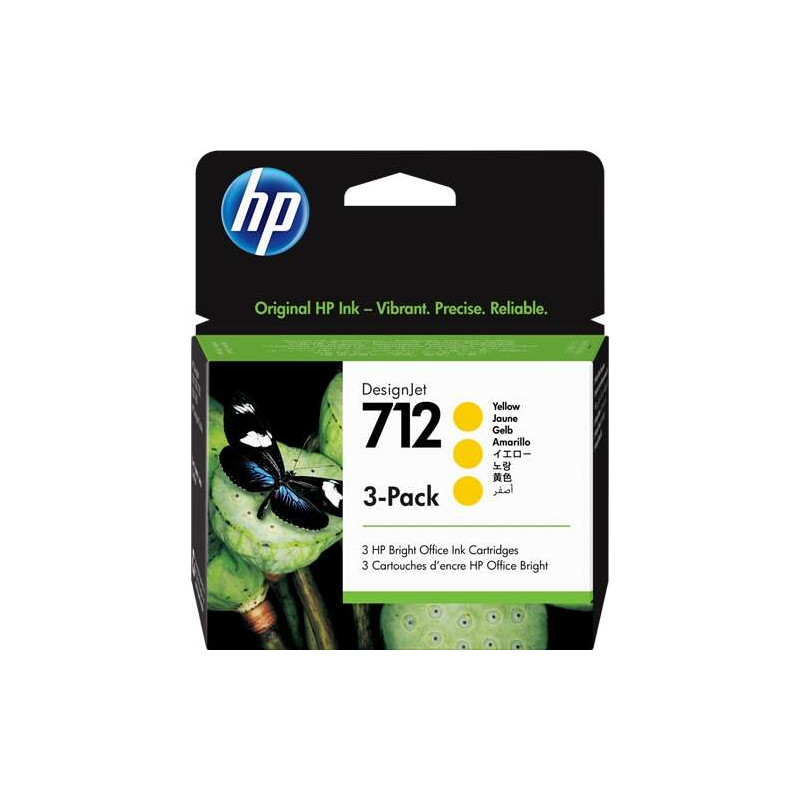 HP 712 Pack 3 es Tinta 3ED79A Cartucho de Tinta Amarillo Original