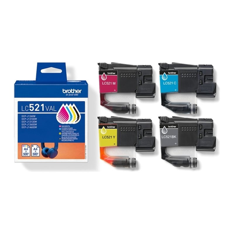 Cartucho de Tinta Brother LC521 Pack 4 es/LC521VAL 4 Colores Original