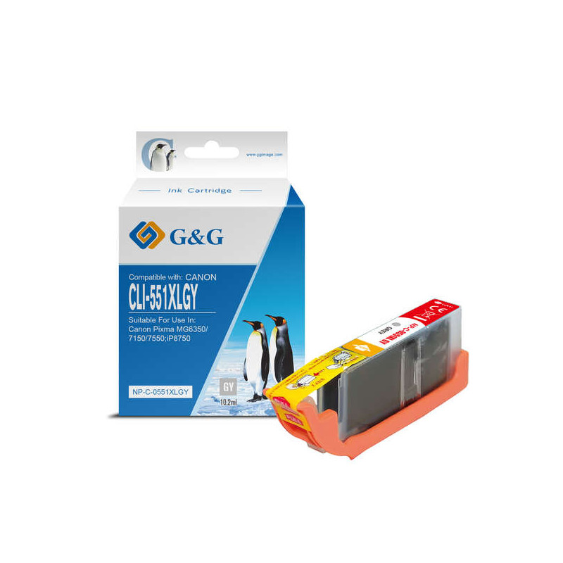 Cartucho de tinta Canon G&G CLI551XL Gris Compatible - 2,37€