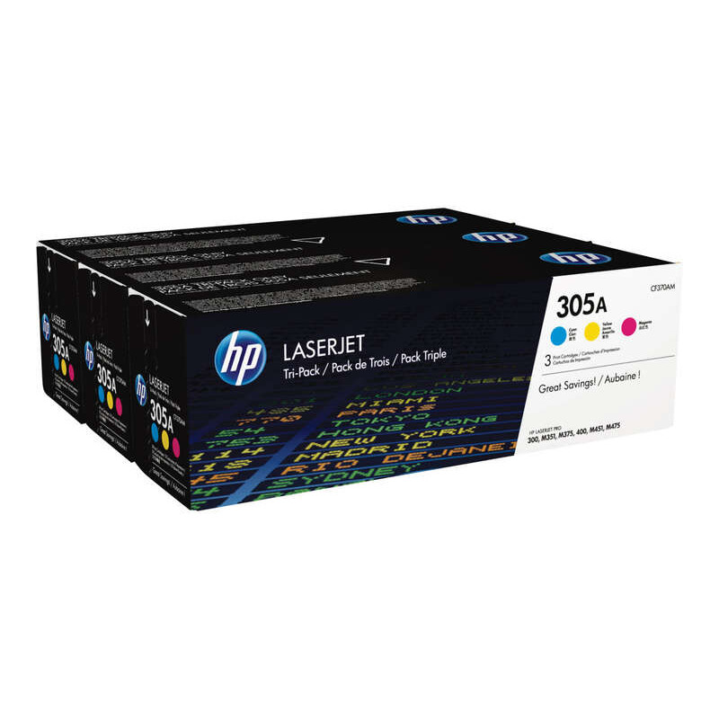 Tóner HP CE411A/CE412A/CE413A Pack de 3 Cartuchos de Toner