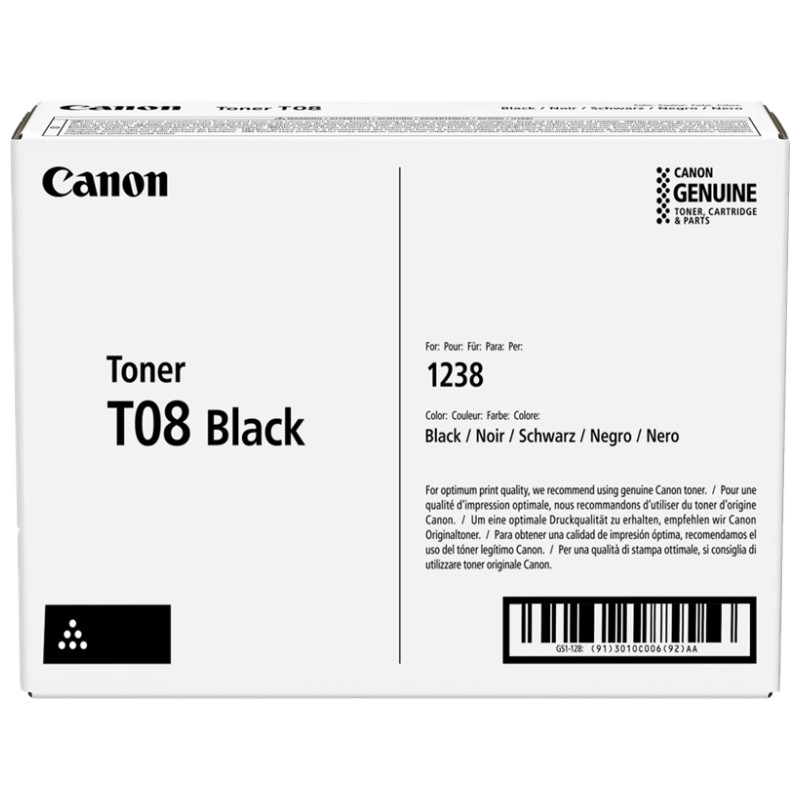 Tóner Canon T08 Negro Original - 70,05€ | Envío 24h