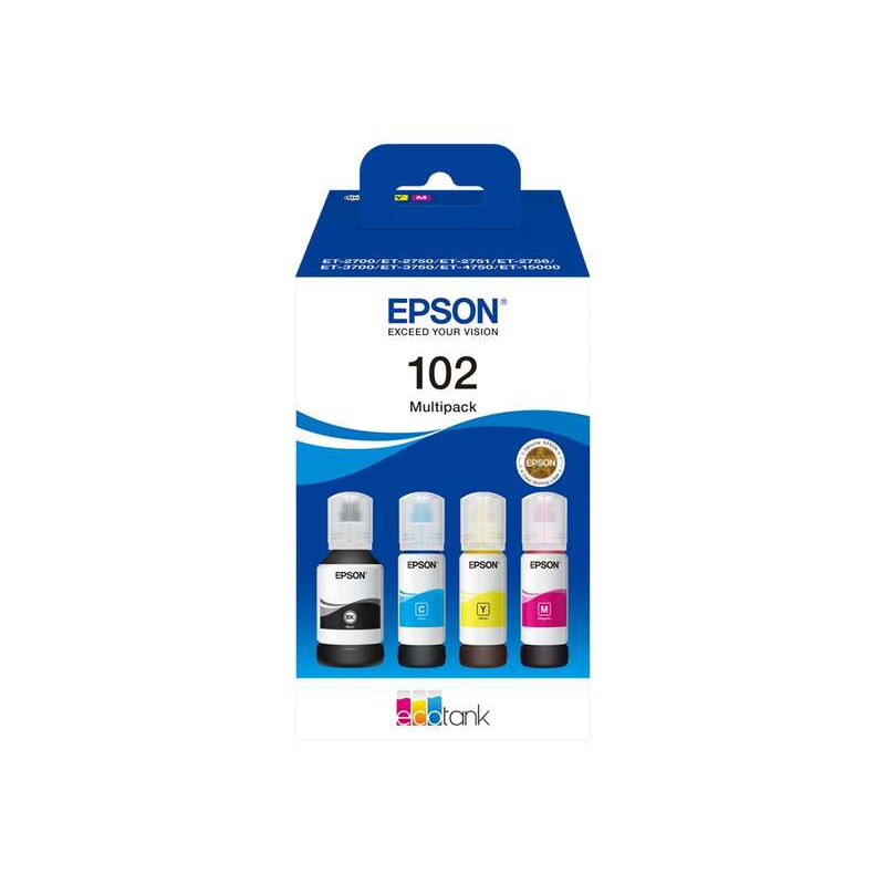 Cartucho de tinta Epson 102 Pack de 4 Botellas de Tinta es