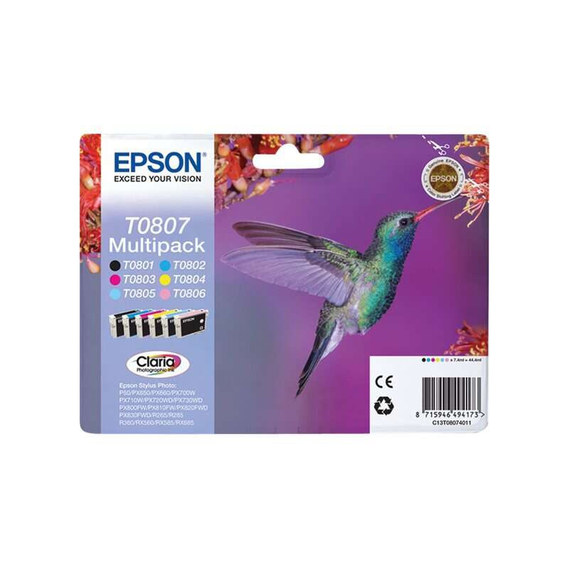 Cartucho de tinta Epson T0807 Pack de 6 Cartuchos de Tinta